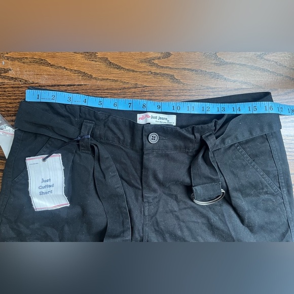 Just jeans vintage cuffed shorts with belt size 12 black 100% cotton NWT - Picture 4 of 6